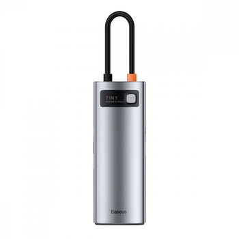 USB-Хаб Baseus Metal Gleam Series 7-in-1 (2xUSB3.0 + 4KHD + Type-C + Type-C PD+ TF + SD) gray