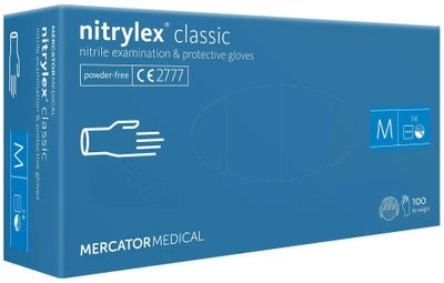 Рукавички нітрилові Mercator Medical Nitrylex Classic Неопудрені діагностичні  розмір M 100 шт Фіолетові (3.1015)