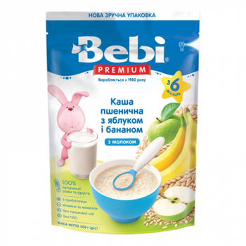 Дитяча каша Bebi Premium молочна пшенична 6 міс. 200 г (8606019654344)