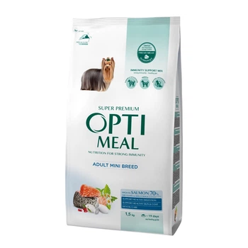 Сухий корм для дорослих собак мініатюрних порід Optimeal Dog Adult Mini з високим вмістом лосося, 1.5 кг