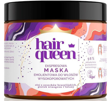 Ekspresowa maska Hair Queen emolientowa do włosów wysokoporowatych 400 ml (5904569230081)