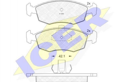 Тормозные колодки ICER 181441 Fiat Punto 71738152, 77362178, 77362180