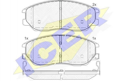 Тормозные колодки ICER 181714 SsangYong Actyon, Rexton, Kyron; Hyundai Terracan 4813008BA0, 4813A21100, 4813008260