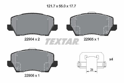 Гальмівні колодки TEXTAR 2290401 58101G6A40, 58101G6A30, 58101G6A00