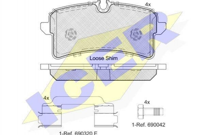 Тормозные колодки ICER 182159-204 95B698451, 95B698451A, 95B698451B