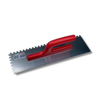 Гладилка зубчаста штукатурна 40 см, зуб 8 мм Notched Trowel, нержавіюча сталь, червона (221)