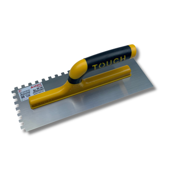 Гладила зубчаста штукатурна 30 см, зуб 8 мм Notched Trowel Open Handle, нержавіюча сталь, жовта (199)