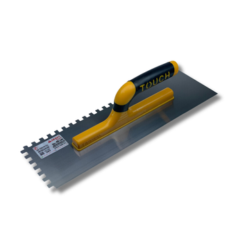 Гладилка зубчаста штукатурна 40 см, зуб 8 мм Notched Trowel Open Handle, нержавіюча сталь, жовта (203)