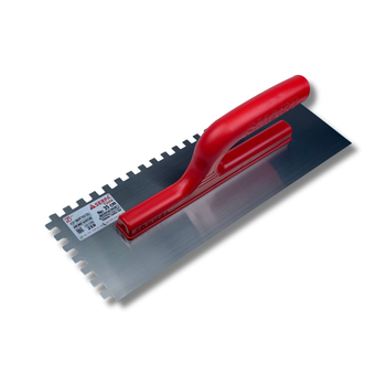 Гладилка зубчаста штукатурна 35 см, зуб 8 мм Notched Trowel, нержавіюча сталь, червона (219)