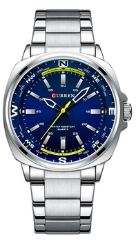 Мужские часы Curren 8455 Silver-Blue