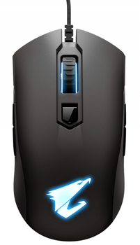 Мышь Gigabyte aorus m4, Black, usb, оптическая (сенсор Pixart 3988), 800/1600/2400/3200/6400 dpi, rgb подсветка Fusion 2.0, переключатели Omron, 1.8 м
