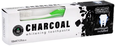 Зубна паста Beauty Formulas Charcoal Whitening Toothpaste відбілювання за допомогою активованого вугілля 100мл + зубна щітка 1 шт (5012251013475)