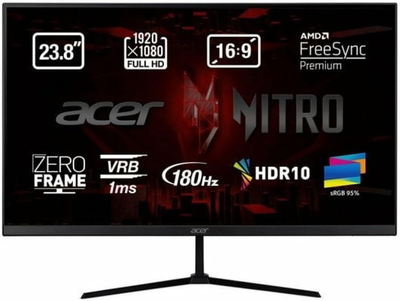 Монитор 23.8" Acer Nitro KG240YM3bipx (UM.QX0EE.310) FullHD IPS / 180Hz / 1ms / 8-bit / 99% sRGB / AMD Freesync Premium / Adaptive-Sync / G-SYNC Compatible