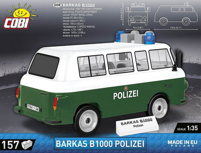 Конструктор Cobi Cars Barkas B1000 Поліція 157 деталей (5902251245962)