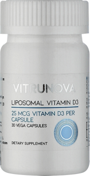Липосомальный Витамин Д3 Vitrunova 25 мкг 1000 МЕ для лечения и профилактики 30 капсул (8718546676727)