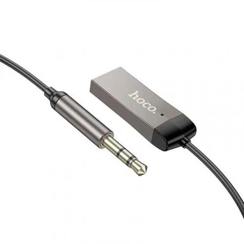 FM-трансмітер модулятор Hoco E78 (USB-3.5mm 1.2М) car BTV5.0 адаптер FM transmitter аудіо ресівер для автомобіля Сірий