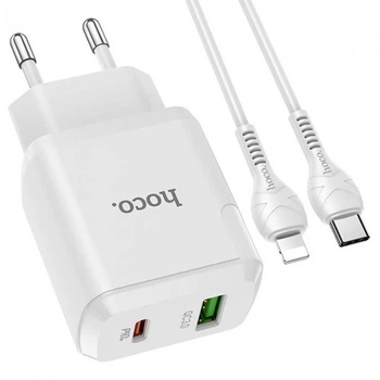 Зарядное устройство Hoco USB /Type-C PD/QC с кабелем Type-C - Lightning N5 White (N5)