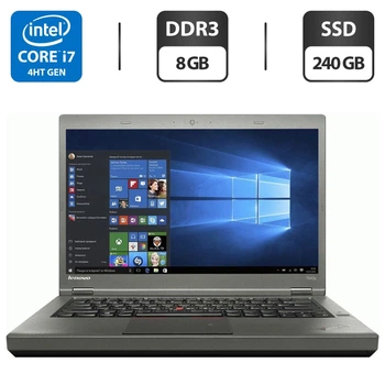 Ноутбук Б-класс Lenovo ThinkPad T440p / 14" (1920x1080) TN / Intel Core i7-4600M (2 (4) ядра по 2.9 - 3.6 GHz) / 8 GB DDR3 / 240 GB SSD / Intel HD Graphics 4600 / VGA б/у