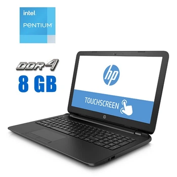 Ноутбук HP 15-f222wm / 15.6" (1366x768) SVA Touch / Intel Pentium N3710 (4 ядра по 1.6 - 2.56 GHz) / 8 GB DDR3 / 240 GB SSD / Intel HD Graphics / WebCam / АКБ не держит б/у