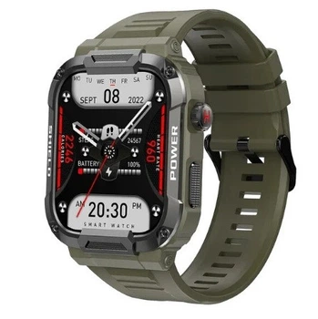 Розумний водонепроникний смарт годинник Smart Watch Lemfo MK66 оливковий спортивний олива хакі