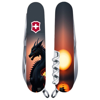 Швейцарський ніж Victorinox CLIMBER ZODIAC 91мм/14 функцій, Дракон у променях сонця