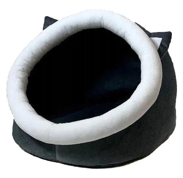 Лежак для кота GoGift з Вушками 40 x 45 x 34 см Графітовий з білим (5905359297772)