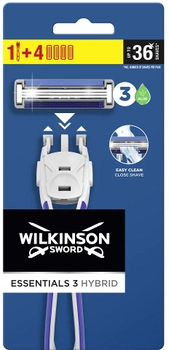 Maszynka do golenia Wilkinson Essentials 3 Hybrid dla mężczyzn i 4 wkłady (4027800513505)