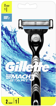 Ручна бритва Gillette Mach3 Start + змінні леза 2 шт (7702018462186)