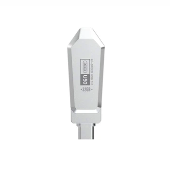 Флеш-накопитель Flash Drive XO U50 с интерфейсом USB-Type-C 3.0 объемом 32 Гб, выполненный в стальном корпусе.