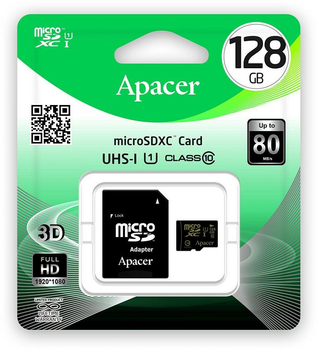 Карта памяти Apacer MicroSDXC (UHS-1) 128Gb class 10 (adapter SD) AP128GMCSX10U1-R