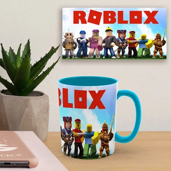 Чашка голубая внутри 330мл с принтом ROBLOX 3