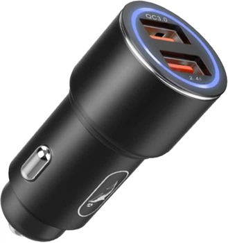 Автомобильное зарядное устройство Sky Dolphin SZ15 Aluminium QC3.0 2-USB 2.4 A Черное (AZP-000087)