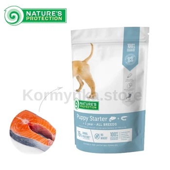 Сухой корм стартер для щенков всех пород с лососем Nature’s Protection Puppy starter All Breeds, 500 г (NPS45721)