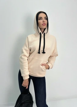 Жіночий теплий худі з капюшоном "Basic", бежевий 46-48