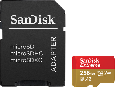 Karta pamięci SanDisk microSDXC 256GB Extreme A2 Class 10 V30 UHS-I U3 (SDSQXAV-256G-GN6MA)