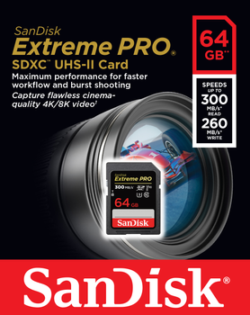 Карта пам'яті SanDisk Extreme PRO SDXC 64GB Class 10 UHS-II V90 (SDSDXDK-064G-GN4IN)
