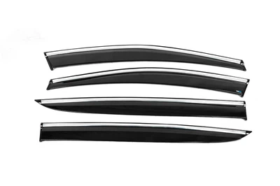 Ветровики с хромированным молдингом (4 шт., Sunplex Chrome) для Kia Sportage 2015-2021 гг