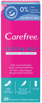 Wkładki higieniczne Carefree Normal cotton feel świeży zapach 20 szt (3574660067613)