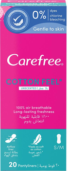 Wkładki higieniczne Carefree Normal cotton feel nieperfumowane 20 szt (3574660067590)