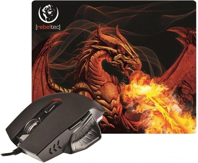 Myszka Rebeltec Red Dragon z powierzchnią do gry USB Czarna (RBLMYS00036)