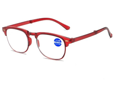 Складные винтажные очки для чтения +1.50 диоптрий ERIKOLE в пластиковой оправе с футляром, красные (75310414)