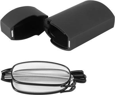 Складані квадратні окуляри для читання +4.00 діоптрій ERIKOLE у металевій оправі з футляром, чорні (75219353)