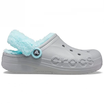 Крокси Baya Lined Fuzz Strap Grey/Ice Blue, розмір 38
