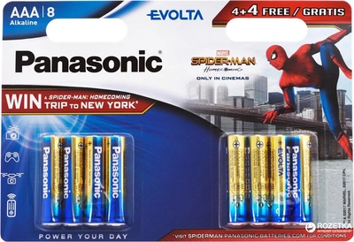 Bateria Panasonic Evolta AAA BLI 8 Alkaline Spider Man (LR03EGE/8B4FSM)