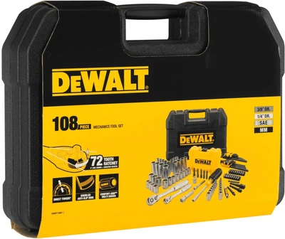 Набір головок, біт, шестигранних ключів DeWalt 1/4 та 3/8 108 предметів DWMT73801-1 (3253561738012)