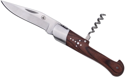Складной охотничий нож Laguiole 19.5 см со штопором и кожаным чехлом Коричневый (40268499)