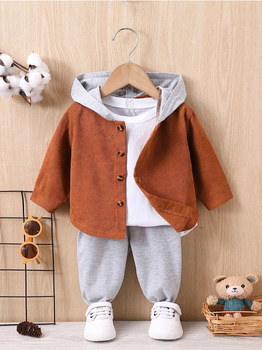 Костюм детский (худи с капюшоном+штаны) Shein Colorblock 2209 86-92см 18-24 месяца Terracotta-Grey