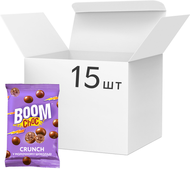 Упаковка рисових кульок Boom Choc Crunch у молочному шоколаді 80 г х 15 шт (4820075508463)