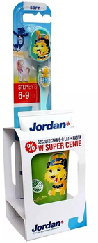 Набір Jordan Step by Step зубна щітка для 6-9 років слюда + зубна паста для 6-12 років 50 мл (5902046287160)