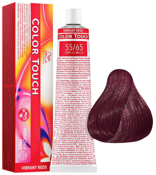 Фарба для волосся безаміачна Wella Professionals Color Touch Vibrant Reds 55/65 - Фіолетово-коричневий махагон 60 мл (8005610529981)